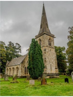 Moody Day at Parish Church of St. Mary's, Cotswolds  -  Blank Inside -  Pack of 10 (standard envelopes) (US & CA Only) Autumn/Fall Collection