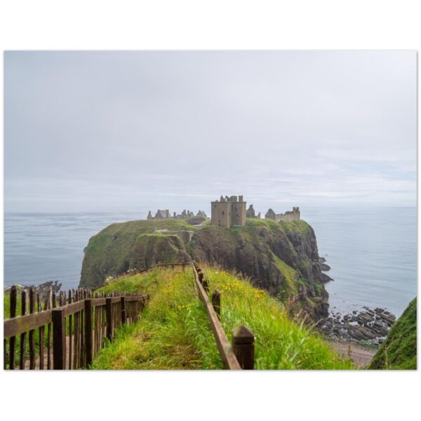Dunnottar Castle & fenced pathway, Aberdeenshire, Scotland  -  Blank Inside -  Pack of 10 (standard envelopes) (US & CA Only) Scottish Castle Collection