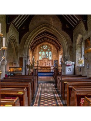 Inside of "The Parish Church of St. Mary's "/Lower Slaughter, Cotswolds  -  Blank Inside - Pack of 10 (standard envelopes) (US & CA Only) Cottagecore Collection