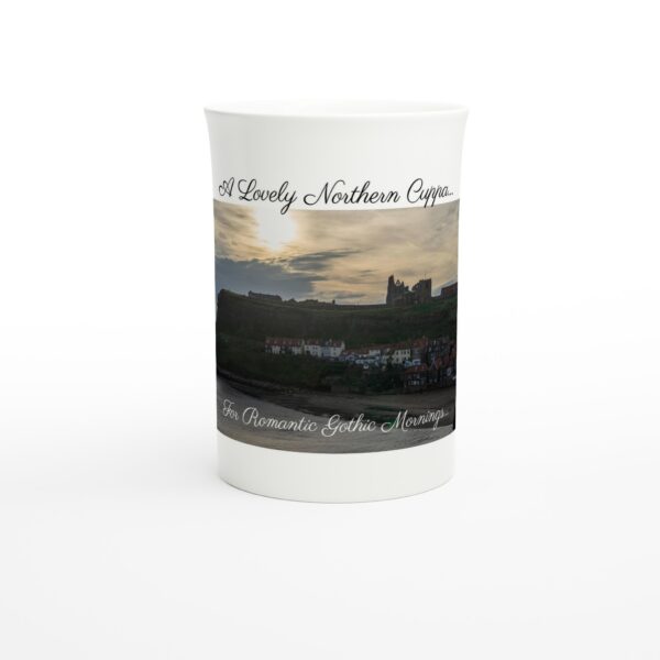 "A Romantic Gothic Morning Cuppa" for you - White 10oz Porcelain Slim Mug - Landscape Inspired Mugs Collection